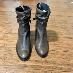 Italian Brown Leather Ankle Boots, size 40
